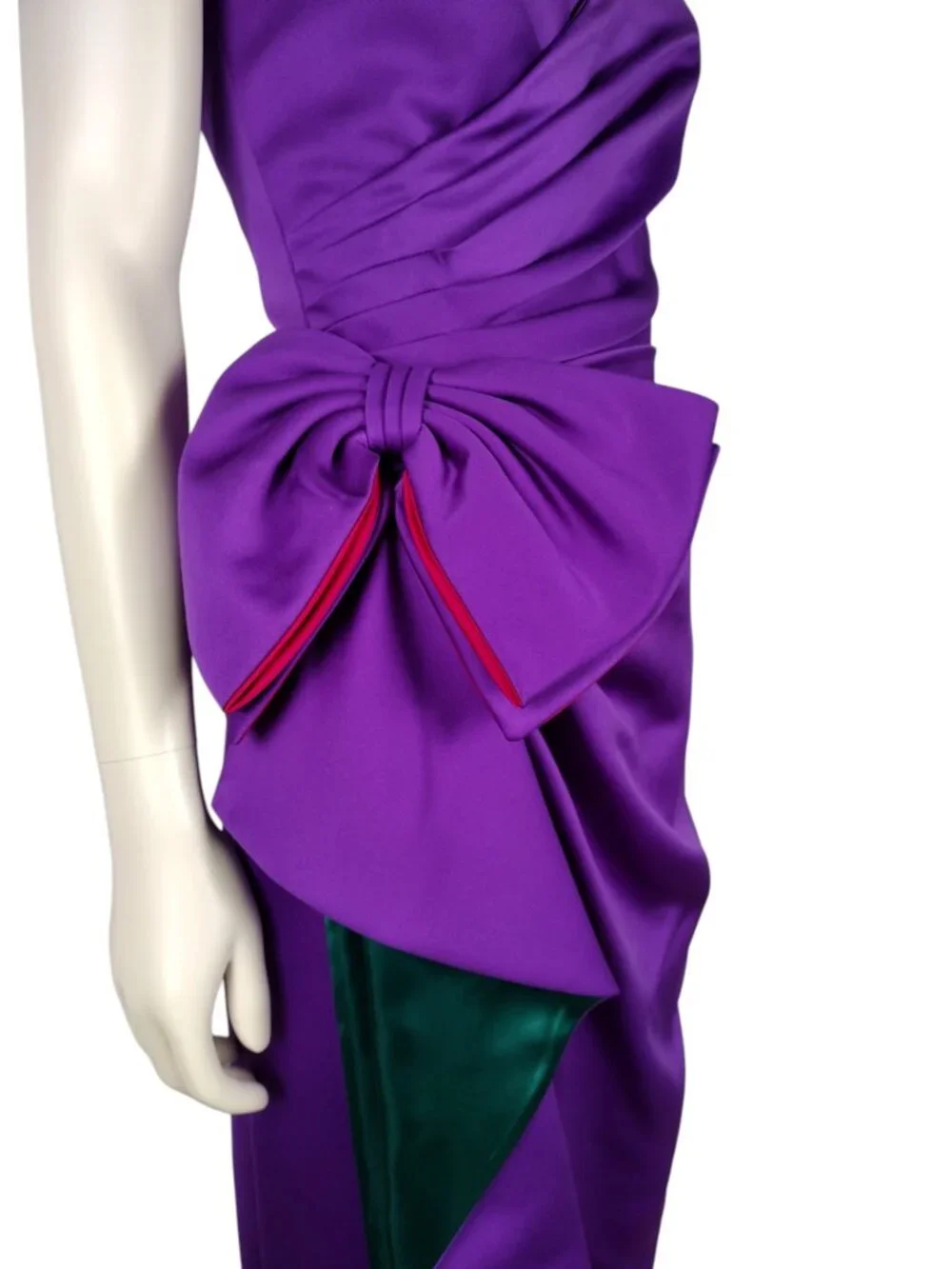 Vintage 1980s AJ Bari Purple Satin Strapless Evening Gown and Shawl Set Size 0